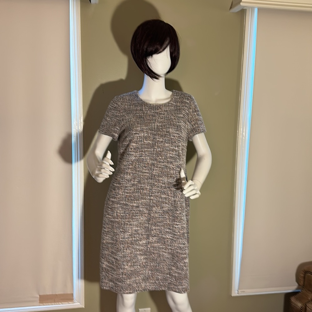 NWOT Calvin Klein Multi Boucle Career Sheath Shift Dress Short Sleeve Sz 12